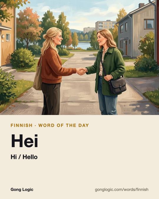 The Finnish word Hei, illustrated