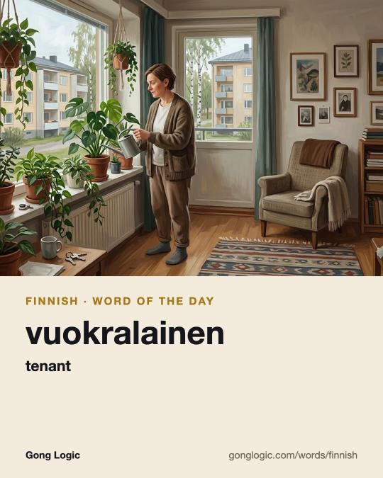 The Finnish word vuokralainen, illustrated