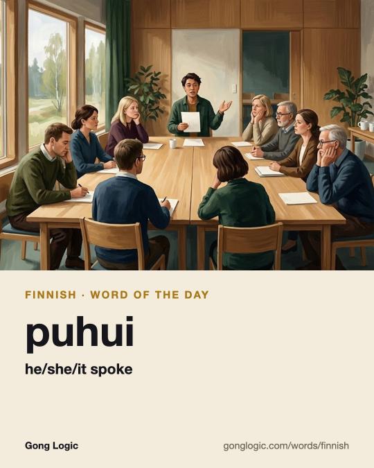 The Finnish word puhui, illustrated