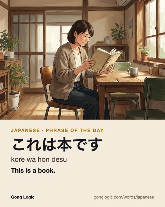The Japanese word これは本です, illustrated