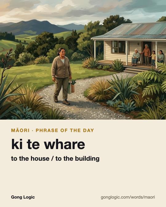 The Māori word ki te whare, illustrated