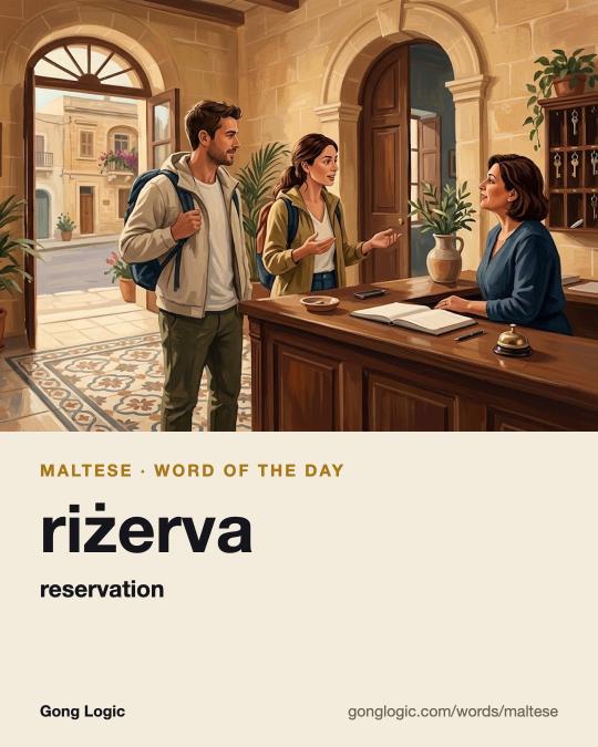 The Maltese word riżerva, illustrated