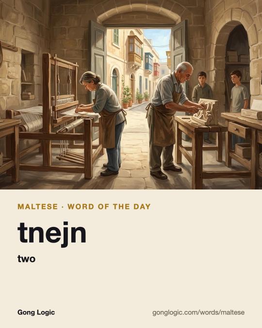 The Maltese word tnejn, illustrated