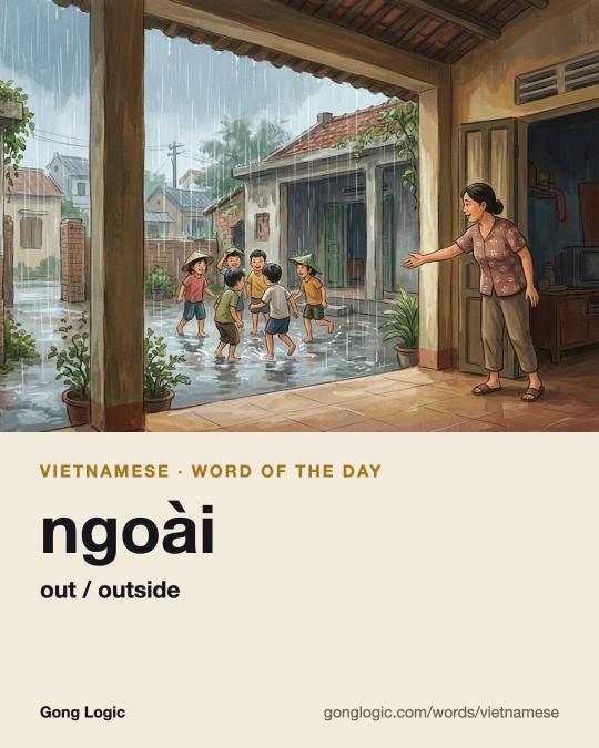 The Vietnamese word ngoài, illustrated