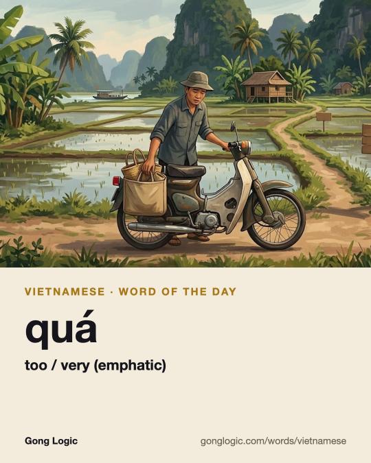 The Vietnamese word quá, illustrated